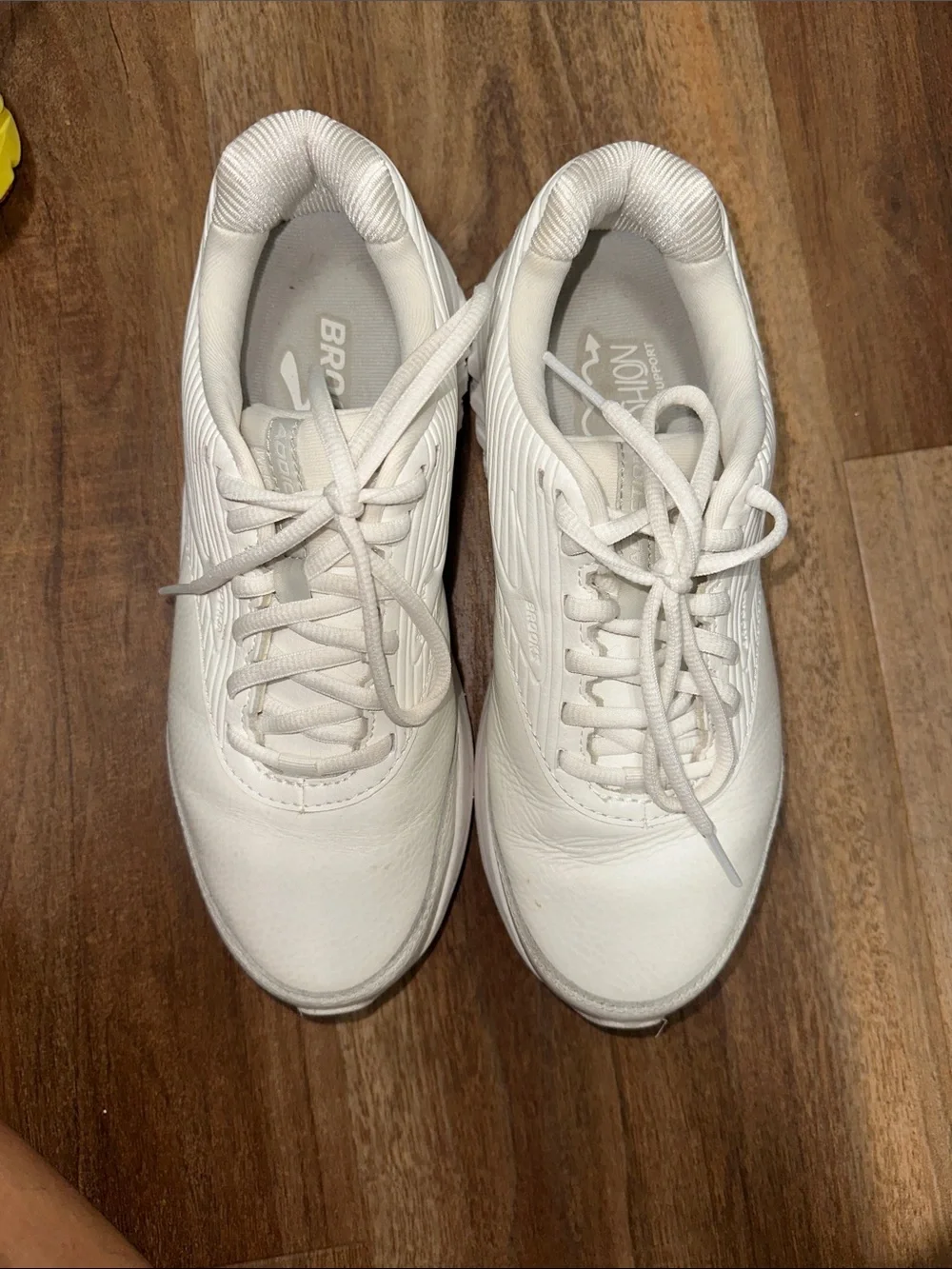 Brooks Women's All-White Leather Walking Sneakers